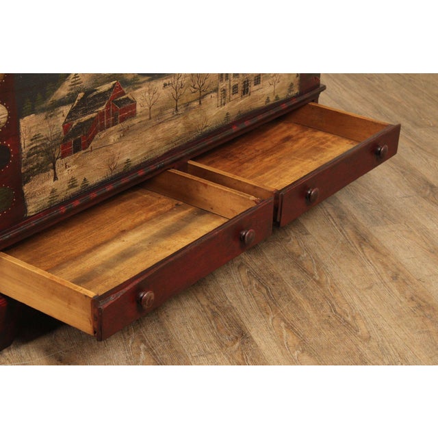19th Century Antique Folk Art Painted Blanket Chest For Sale - Image 5 of 12