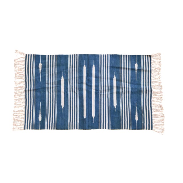 Hazel Rug, 4x6, Blue & White For Sale