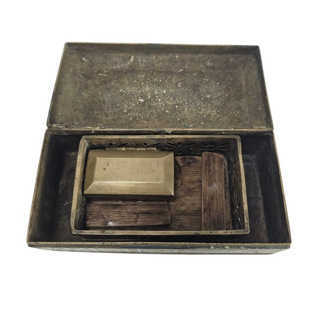Traditional Antique Filipino Hand-Etched Brass Betel Nut Box, Southeast Asian Tribal Artifact For Sale - Image 3 of 11