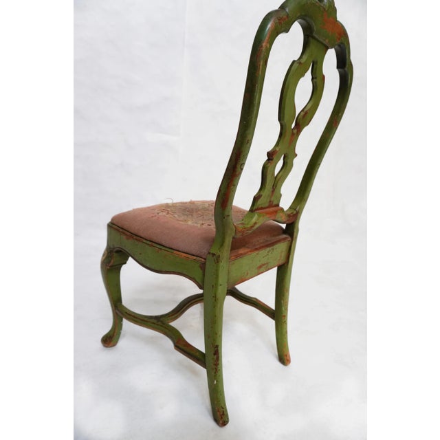 Late 19th Century Late 19th Century Green Painted Chair With Beautiful Needlepoint Seat For Sale - Image 5 of 16