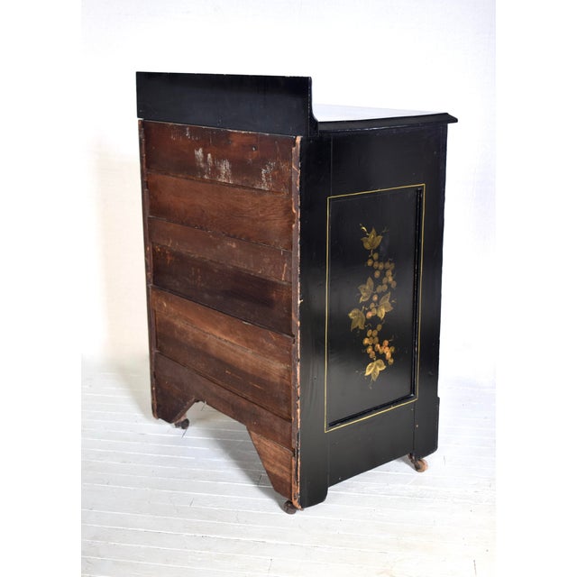19th C. Single Drawer Hand Painted Wash Stand/Cabinet For Sale - Image 9 of 12