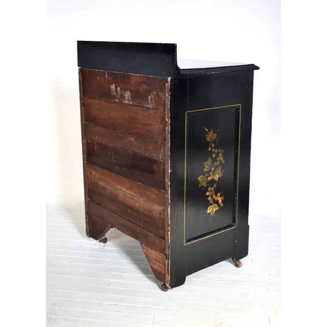 Hand Painted Folk Art Wash Stand Cabinet, American, Solid Wood, 19th Century For Sale - Image 9 of 12