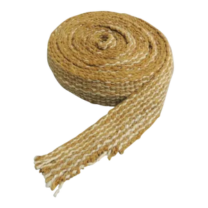 Vintage Camel & White Heavy Woven Jute Decorative Trim