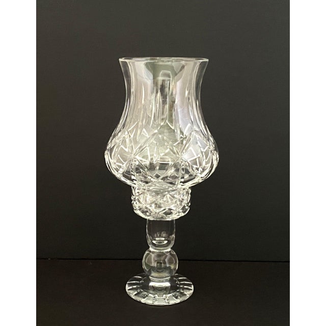 Glass 1970's 2 Pc Hurricane Candle Holder & Globe, 24% Lead Crystal by Block Poland For Sale - Image 7 of 14