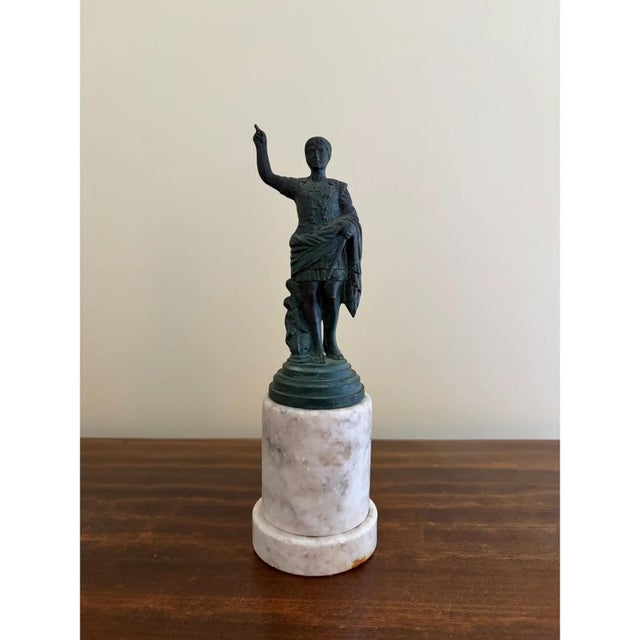 Collection of Grand Tour Style Neoclassical Metal Figures on Marble Bases For Sale - Image 10 of 10