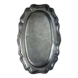 Large French Pewter Reeded Oval Fish Platter