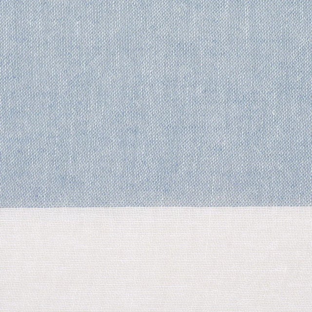 Contemporary Schumacher Vista Linen Stripe Casement Fabric in Sky And White For Sale - Image 3 of 4
