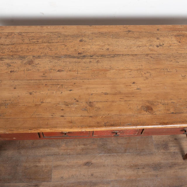 Early 19th Century Early 19th Century Swedish Original Red Painted Pine Work Console Table For Sale - Image 5 of 16