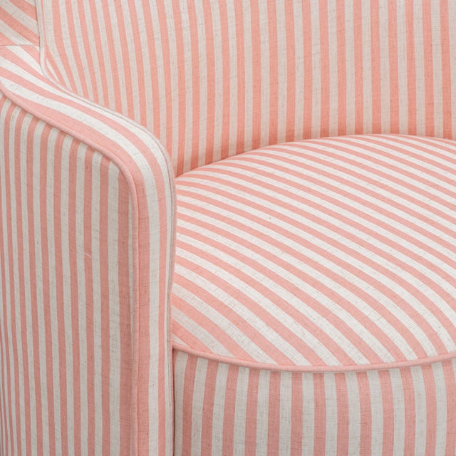 Boho Chic Passe Pink Striped Swivel Chair For Sale - Image 3 of 6