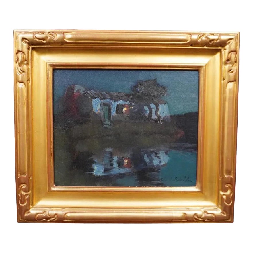 Early 20th Century Nighttime Reflection by Charles Rollo Peters, Oil on ...
