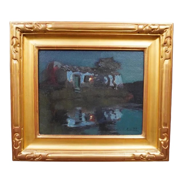 Early 20th Century Nighttime Reflection by Charles Rollo Peters, Oil on Canvas For Sale