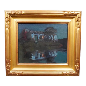 Early 20th Century Nighttime Reflection by Charles Rollo Peters, Oil on Canvas
