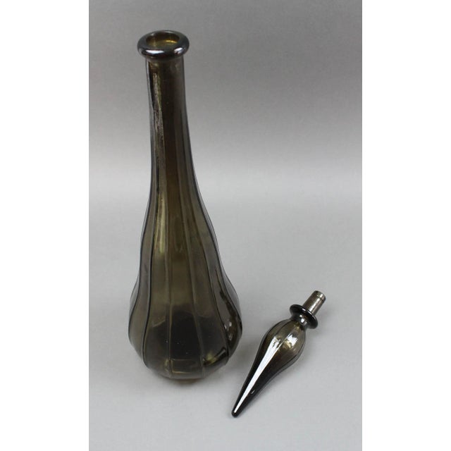 Mid 20th Century Guildcraft Italy Smokey Empoli Glass Decanter Genie Bottle Mid Century Modern For Sale - Image 5 of 8