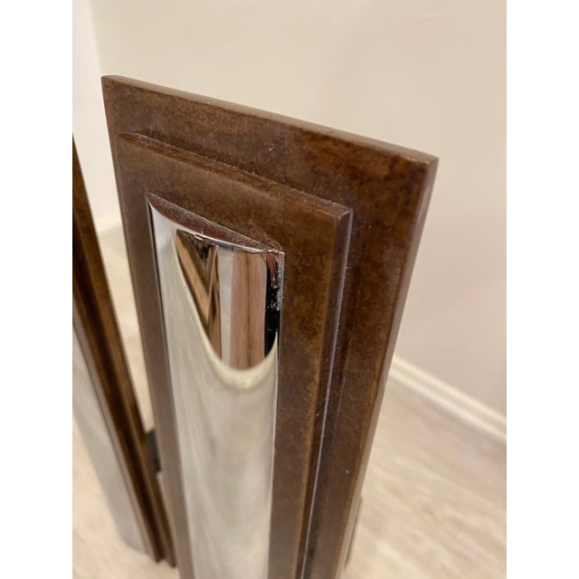 1980s Chrome Art Deco Andirons - a Pair For Sale In New York - Image 6 of 11