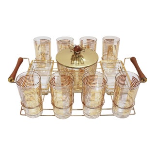 Circa 1970 American Glassware With Tray Cocktail Set by Colony Glass Co. For Sale