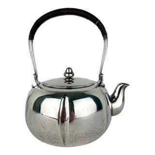 Vintage Chinese Hand Wrought Pure Silver Teapot For Sale
