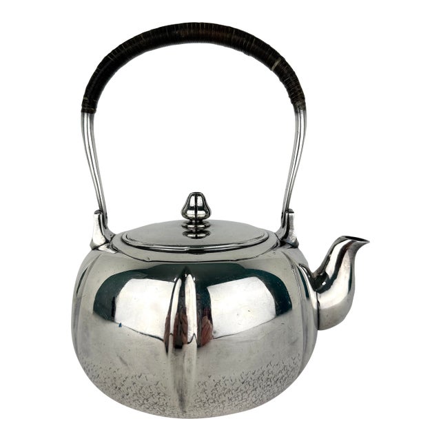 Vintage Chinese Hand Wrought Pure Silver Teapot For Sale