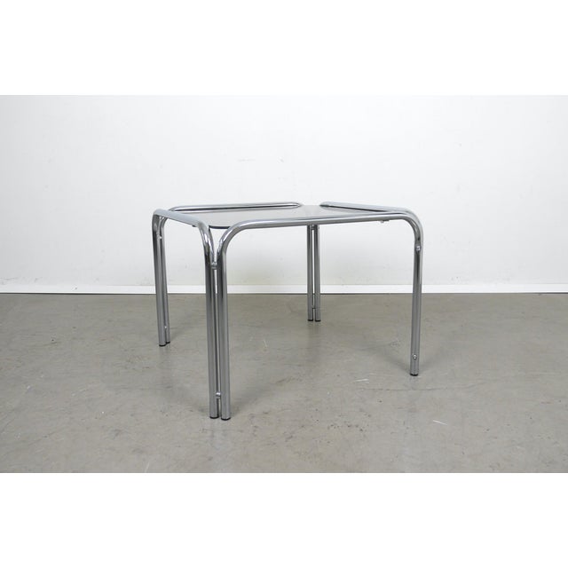 Square Tubular Steel Side Table with Smoked Glass Top, Germany, 1970s For Sale - Image 11 of 15