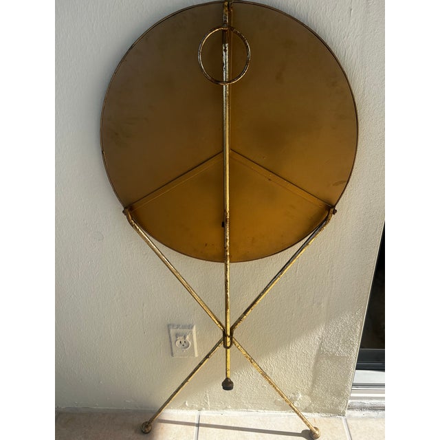 Gold 1960s Italian Gold Gilt Folding Mosaic Side Drink Table | Handcrafted Glass Tile Top | Hollywood Regency For Sale - Image 8 of 8