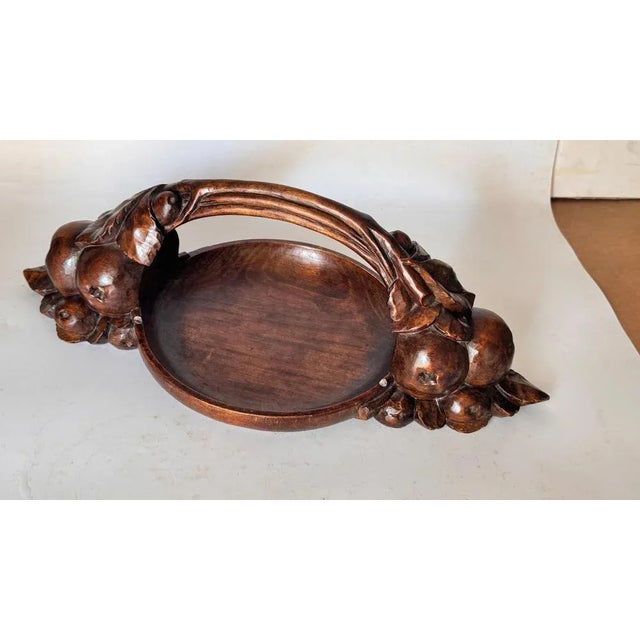Art Deco Hand-Carved Wooden Fruit Basket, France, 1930s For Sale - Image 4 of 12