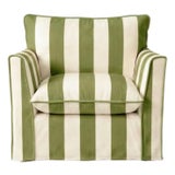 Sophie Conran Coco Armchair - Spring Green Stripes with Knife Edge Cushion For Sale