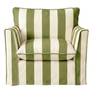 Sophie Conran Coco Armchair - Spring Green Stripes with Knife Edge Cushion For Sale