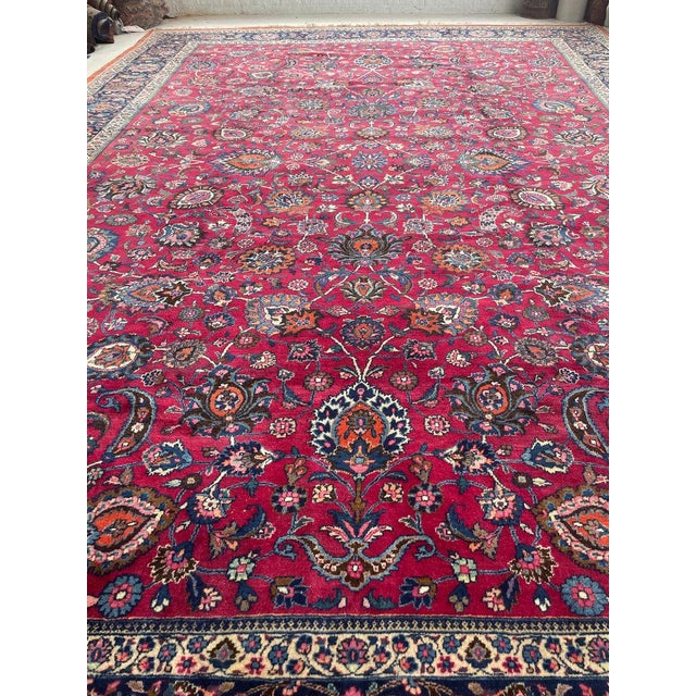 Palace Size Vintage Persian Mashad Signed Rug 11.7 x 16 For Sale - Image 11 of 14
