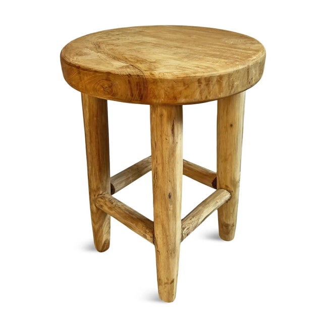 Simple Teak Stool | Chairish