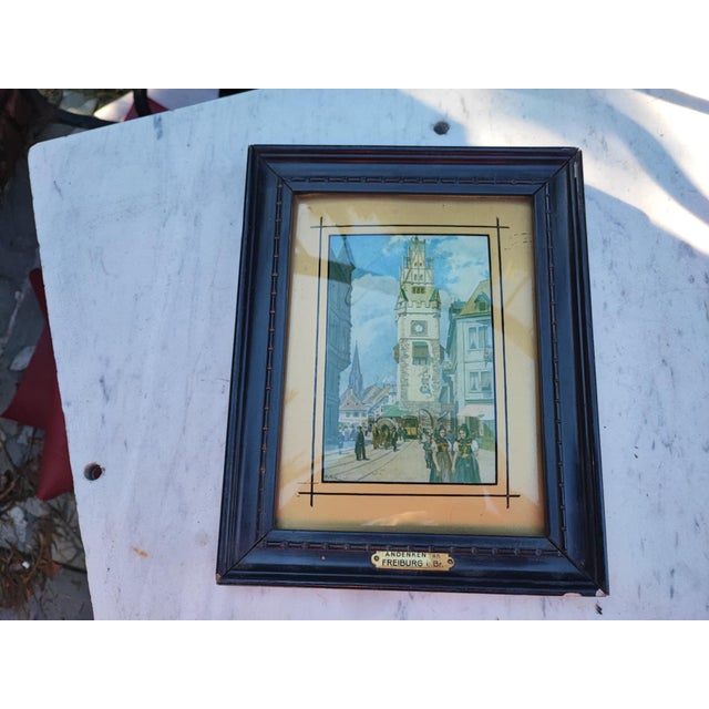 Wood Antique Lithograph, Freiburg, 1890s For Sale - Image 7 of 11