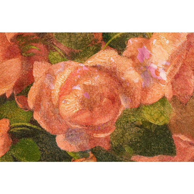 1960s Charming Mid Century Framed Vintage Roses Flower Still Life Home Wall Decor For Sale - Image 5 of 11