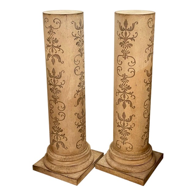 Mid 20th Century Italian Painted Wood Pedestals - a Pair For Sale