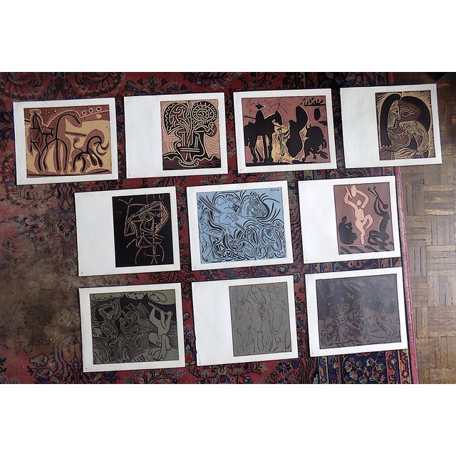 Vintage LTD Ed. Mid 20th Century "Pablo. Picasso Linogravures" - Set of 10 Linogravures For Sale - Image 12 of 12