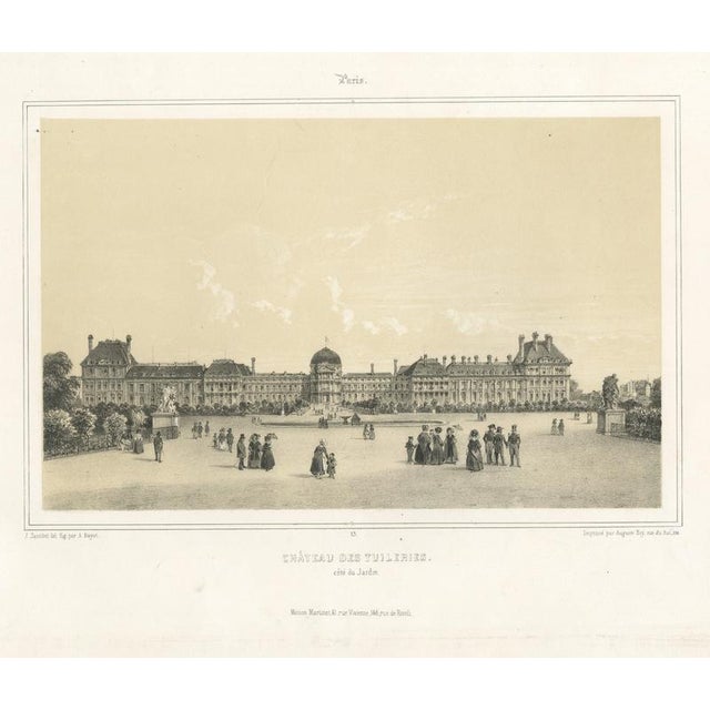 After J. Jacottet, Tuileries Palace, Paris, 1860, Lithograph For Sale - Image 9 of 9