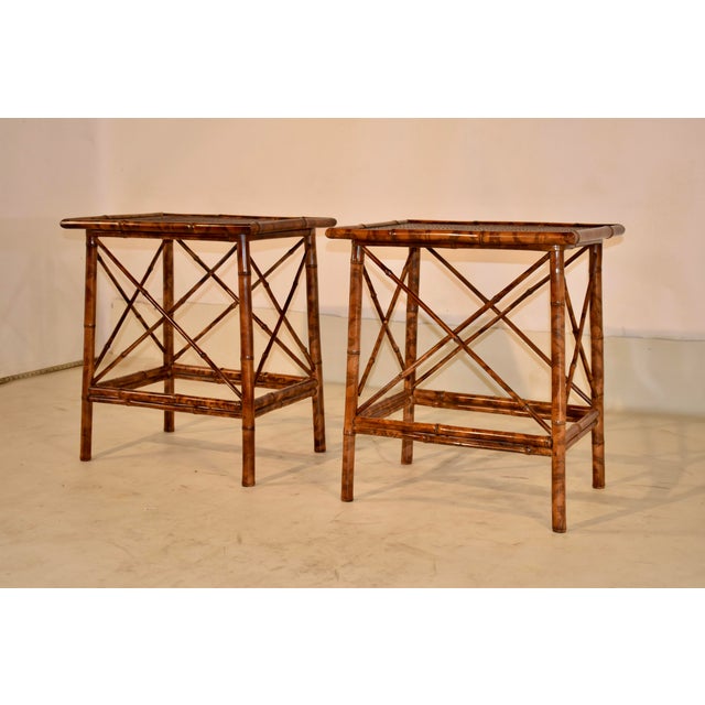 Wood Pair of Tortoise Bamboo Side Tables, Circa 1960's For Sale - Image 7 of 7
