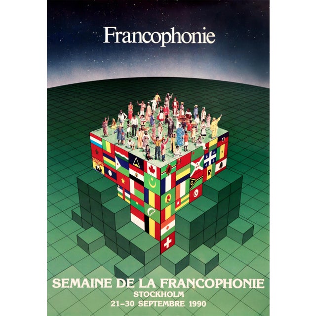 1990 Swedish Poster - Francophonie: Semaine De La Francophonie, Stockholm, 21-30 Septembre 1990 For Sale - Image 6 of 6