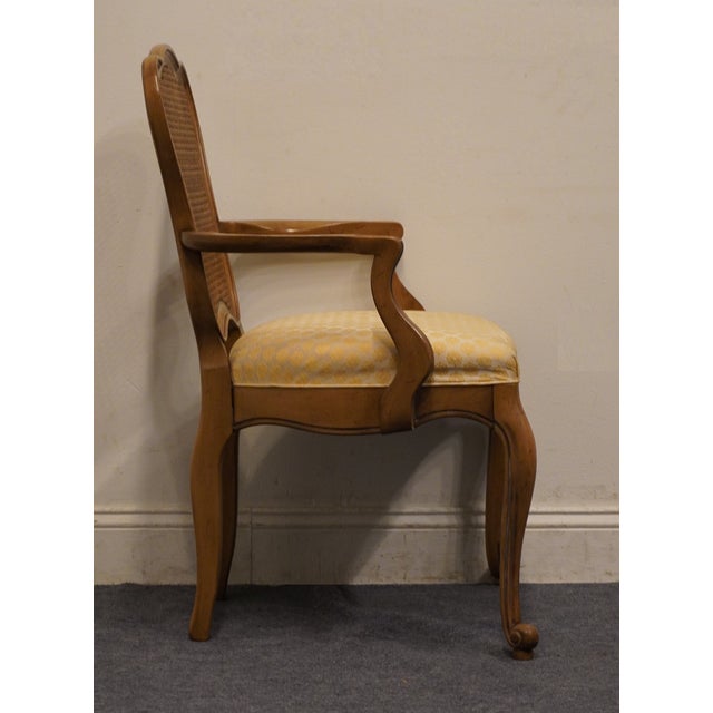 High End Vintage Solid Beech Country French Provincial Cane Back Dining Arm Chair For Sale In Kansas City - Image 6 of 8