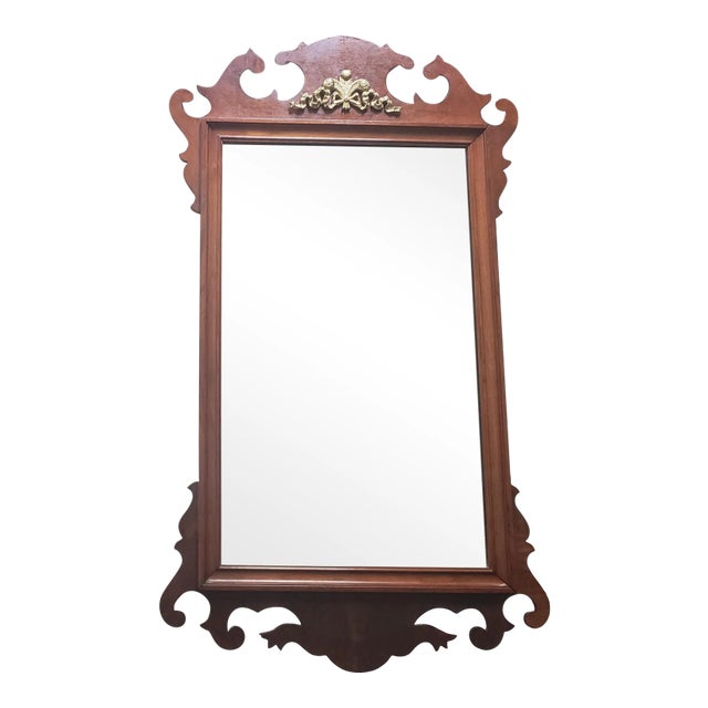 Antique 1900s Solid Mahogany Chippendale Mirror For Sale