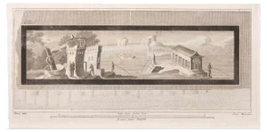 Luigi Aloja, Seascape with Monuments, Etching, 18th Century