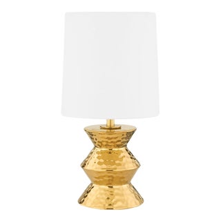Mitzi Zoe 1-Light Small Table Lamp, Aged Brass Ceramic Gold For Sale