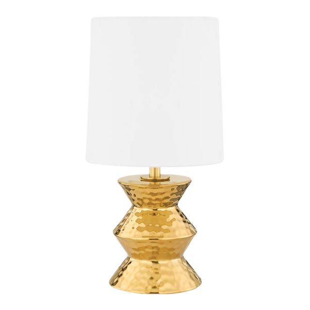 Mitzi Zoe 1-Light Small Table Lamp, Aged Brass Ceramic Gold For Sale