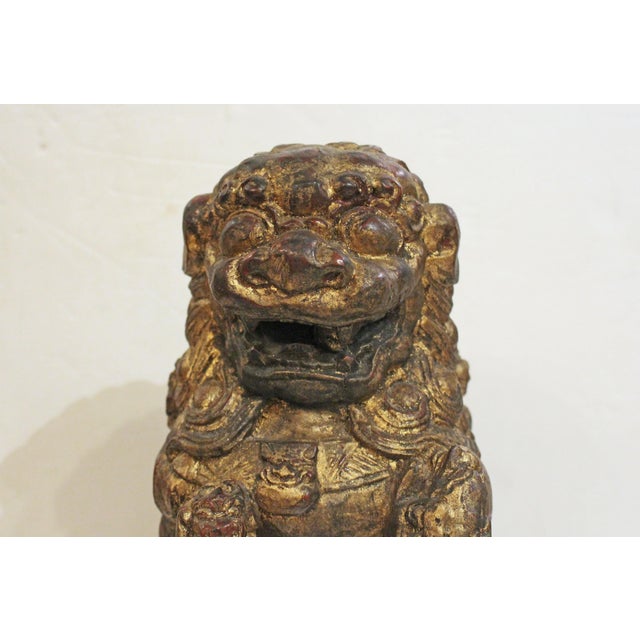 Mid 20th Century Early-Mid 20th Century Carved Female Foo Lion For Sale - Image 5 of 6
