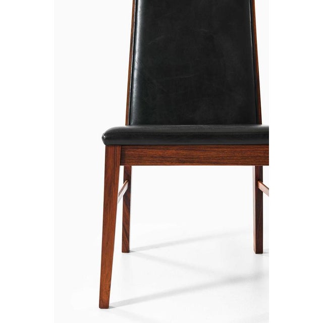 Dyrlund Vintage Danish Dining Chairs in Rosewood and Leather from Dyrlund, 1960s, Set of 8 For Sale - Image 4 of 10