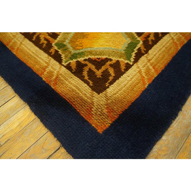 Antique English Axminster Rug European Design in Gold Background Color For Sale - Image 9 of 12
