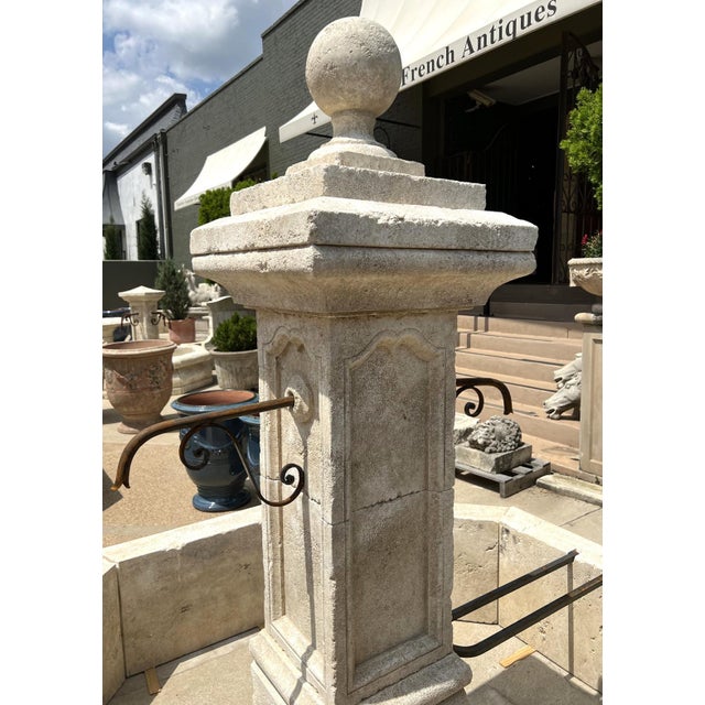 Cream Le Louvre Carved Limestone Center Fountain From the South of France For Sale - Image 8 of 16