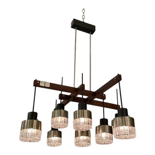 Mid-Century Italian Modern & Sculptural 8-Light Chandelier For Sale