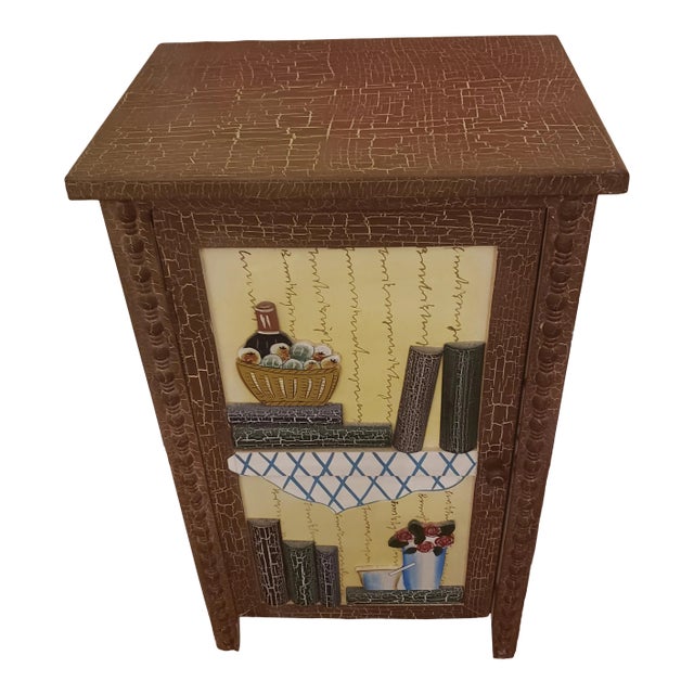 American Colonial Crackle Painted Cabinet For Sale