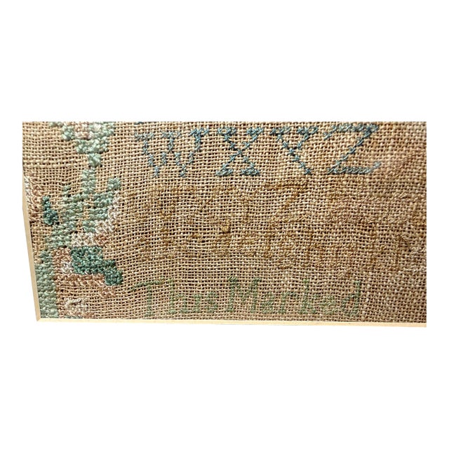 Large Antique Early 19th Century Handmade Embroidered Needlepoint Sampler Art For Sale