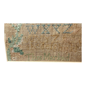 Large Antique Early 19th Century Handmade Embroidered Needlepoint Sampler Art