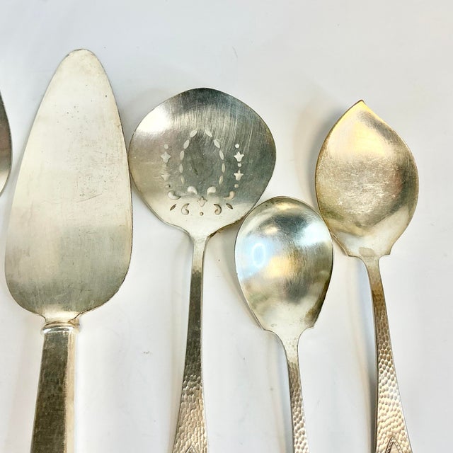 Early 20th Century Antique Neoclassical Art Deco Style Rogers Bros Silver Plated Serving Utensils - Set of 9. For Sale - Image 5 of 12