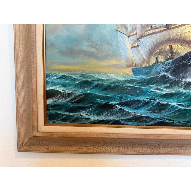 Nautical Late 20th Century Preston Willis - Original Marine Oil Painting Tall Ship Nautical Seascape For Sale - Image 3 of 7